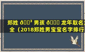 郑姓 🐳 男孩 🐘 龙年取名大全（2018郑姓男宝宝名字排行榜）